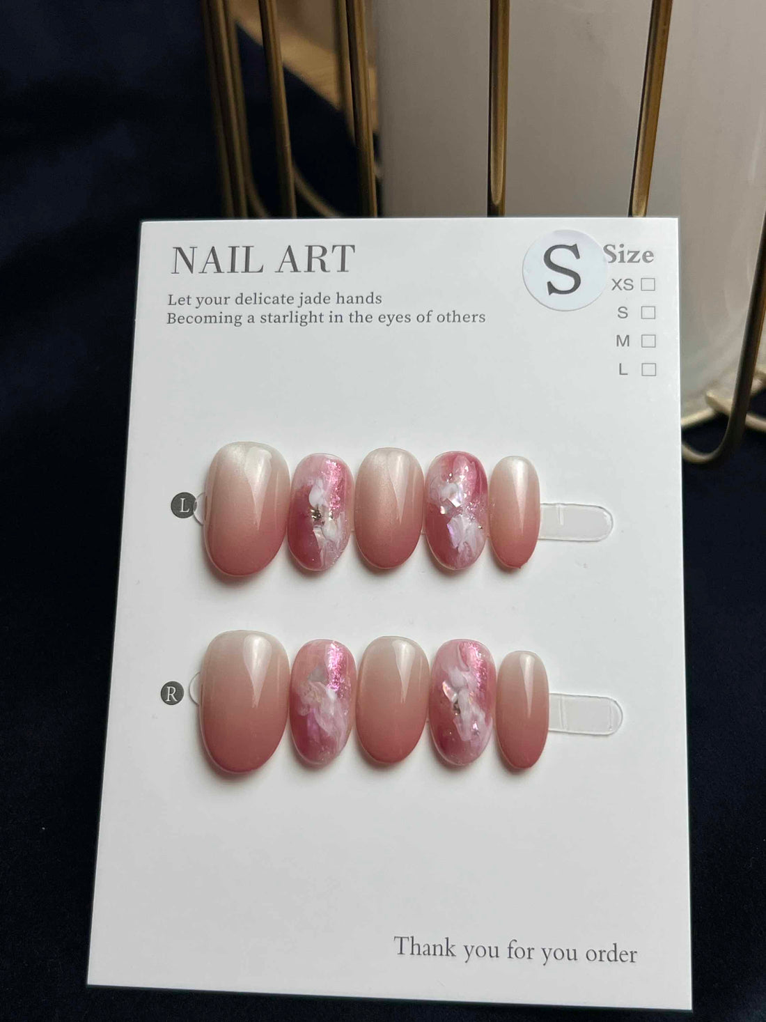Ombre Rozi Oval Scurt-Unghii false lucrate manual