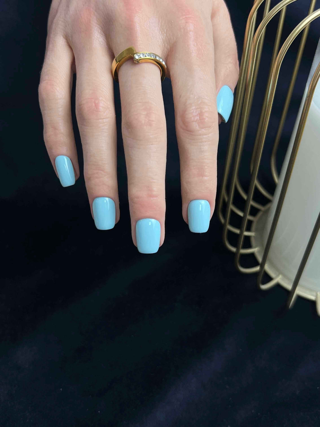 Baby Blue Pătrat Scurt-Unghii false lucrate manual