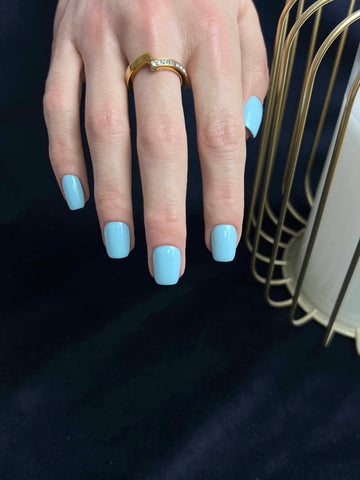 Baby Blue Pătrat Scurt-Unghii false lucrate manual