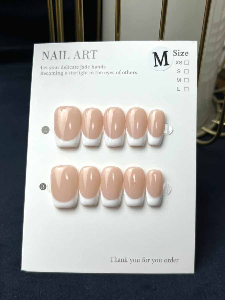French Clasic Nude Pătrat Mediu-Unghii false lucrate manual
