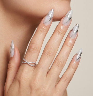 Ice Silver Chrome Stiletto-Unghii false lucrate manual