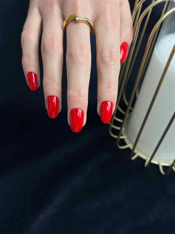 Red Velvet Oval Scurt-Unghii false lucrate manual