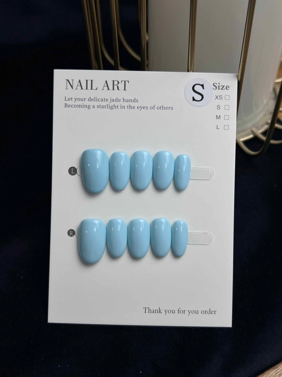 Baby Blue Oval Scurt-Unghii false lucrate manual